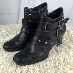 Harley Davidson Leather Studded Ankle Boots w/Heel